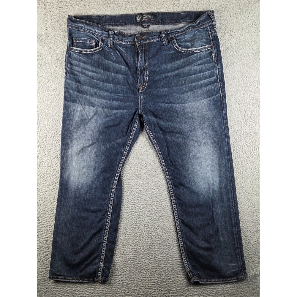 Silver Jeans Mens 46x30 Blue Zac Bootcut Embroidered Western Medium Wash Denim